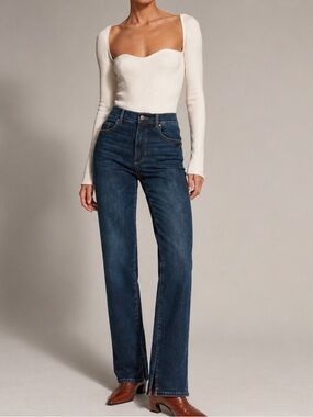 REVOLVE DL1961 Patti High Rise Vintage Straight Leg Jeans Size 27 Split Hem